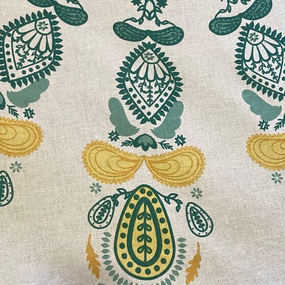 Gypsy 05 Round Tablecloth 66" The Boho Beach Teal And Yellow With Fringe - Picture 6 of 7